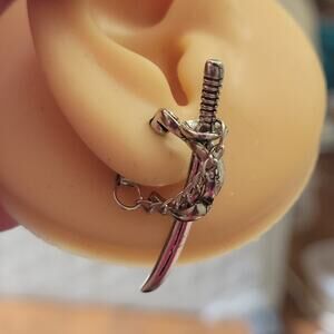 Pirate Sword chained to sheath earrings